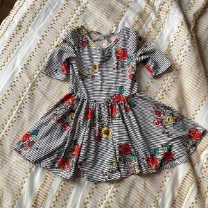 Dot Dot Smile - Floral Striped Toddler 2T Dress